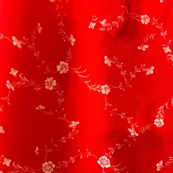 Lauren Conrad Women's Small Red White Flutter Sleeve Blouse Tie V Neck NWT - Picture 4 of 7